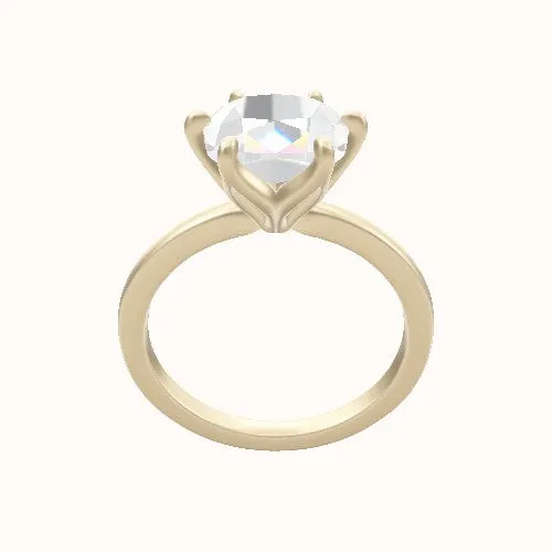 Open Solitaire Engagement Ring With Petal Six Prong Head