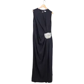 Oscar de la Renta Black Sleeveless Crystal Embellished Gown - L / XL