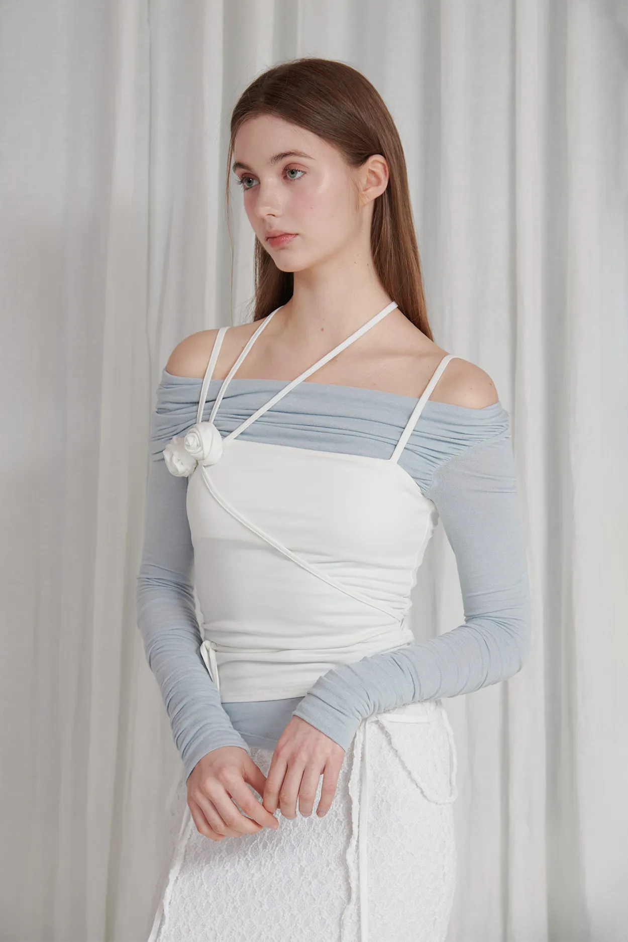 PAIN OR PLEASURE  |★PAIN OR PLEASURE★ ROSE CORSAGE SLEEVELESS - white