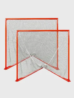 Pair (2x) Of College/High School Game Goals - Flat Base - Option With 6mm White/Black or 7mm White/Black Nets, 118 lbs. Each - F