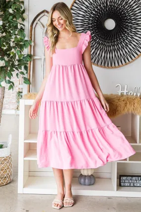 Patches Ruffled Sleeveless Tiered Midi Dress