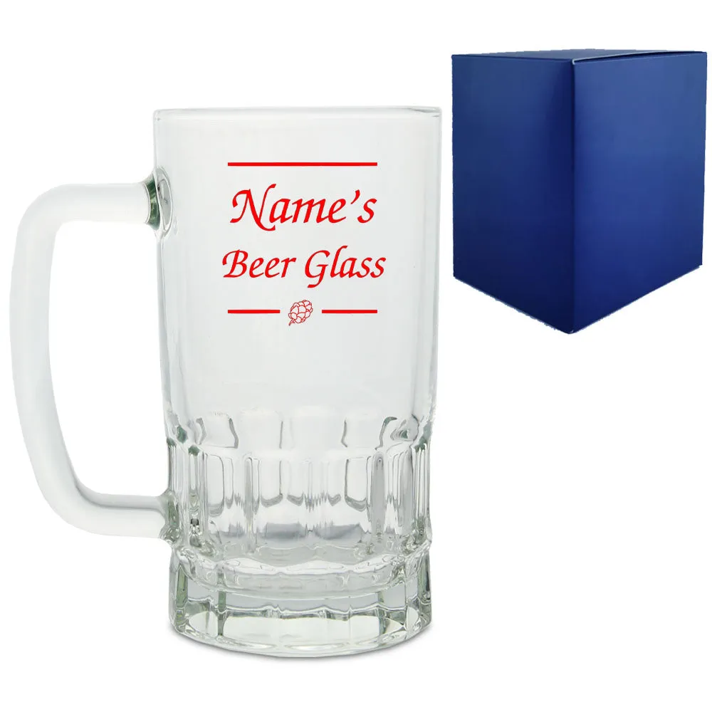 Personalised Glass Tankard, with Name's beer glass design