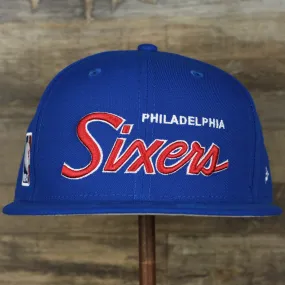 Philadelphia 76ers NBA Script Up Side Patch 9Fifty Snapback with Gray Undervisor | Blue OSFM