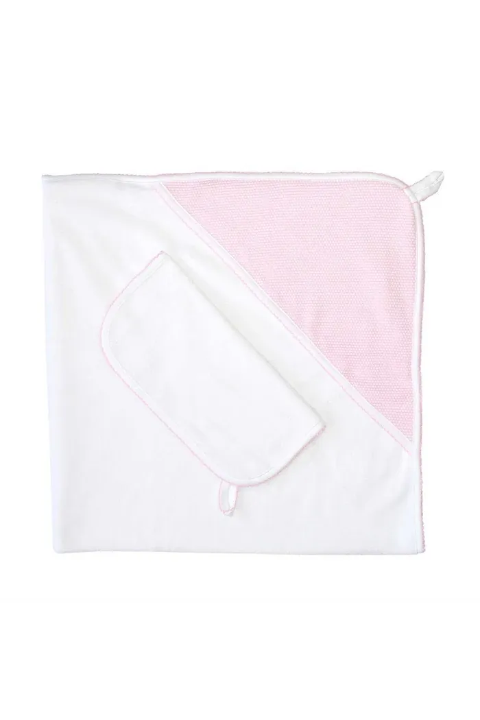 Pink Bubble Hooded Towel & Washcloth