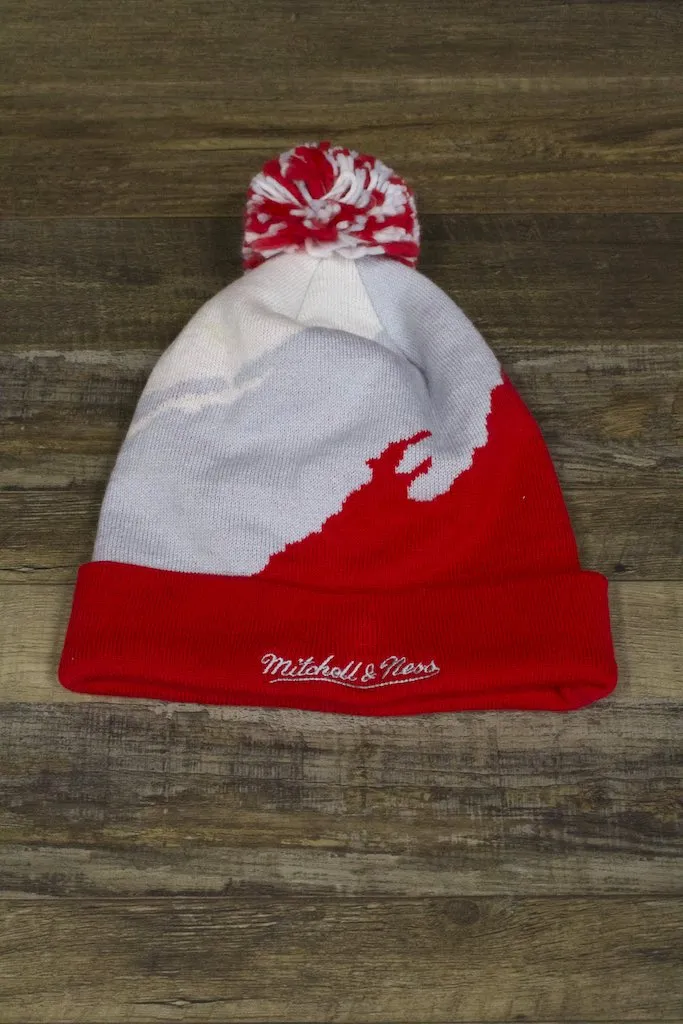 Red Wings Beanie | Detroit Red Wings Mitchell and Ness Paint Brush Winter Pom Beanie