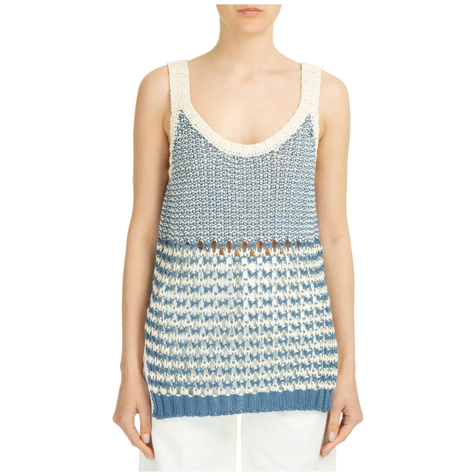 REDValentino Striped Sleeveless Top