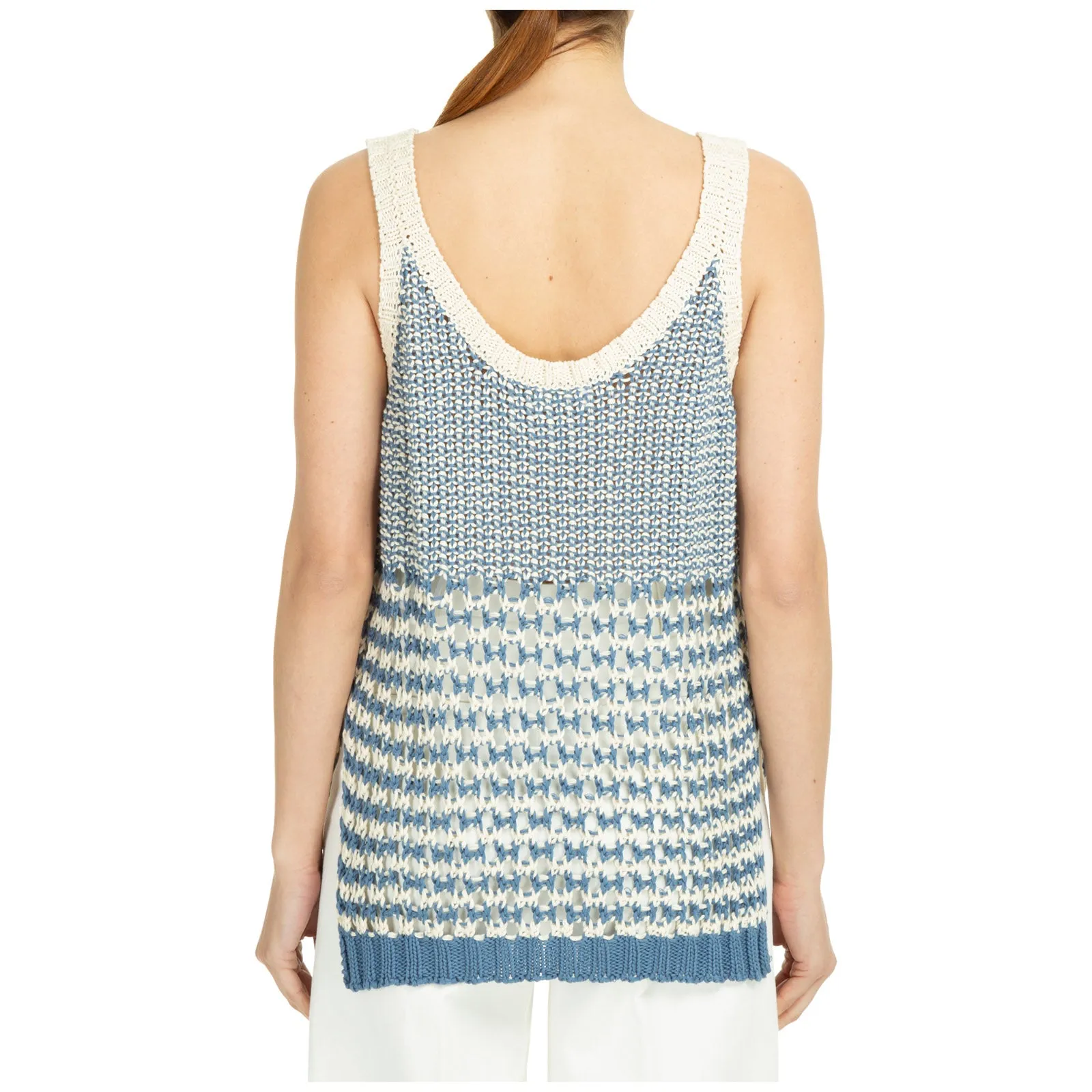 REDValentino Striped Sleeveless Top