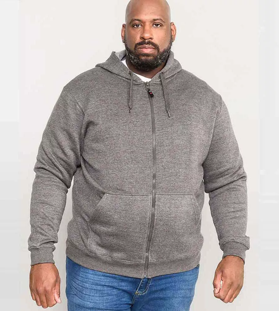 Rockford Big Mens Grey Heavy Weight Zip Through Hooded Sweatshirt (CANTOR GREY)