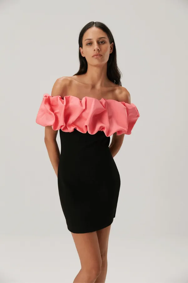 Rosana Mini Dress Watermelon Pink and Black