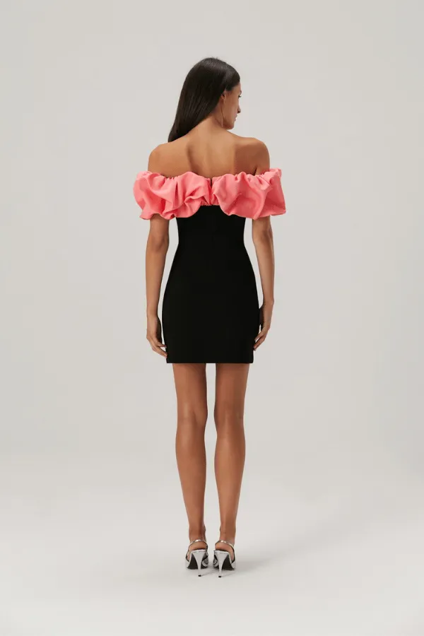 Rosana Mini Dress Watermelon Pink and Black