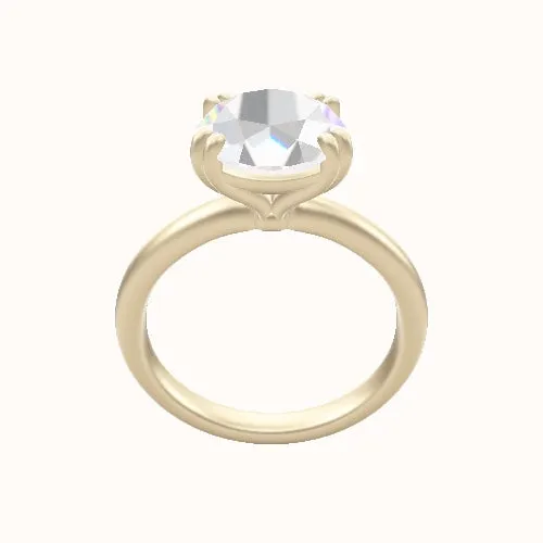 Rounded Solitaire Engagement Ring With Double Prongs Head