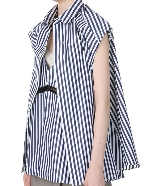 sacai  |Stripes Casual Style Sleeveless Cotton Tanks & Camisoles