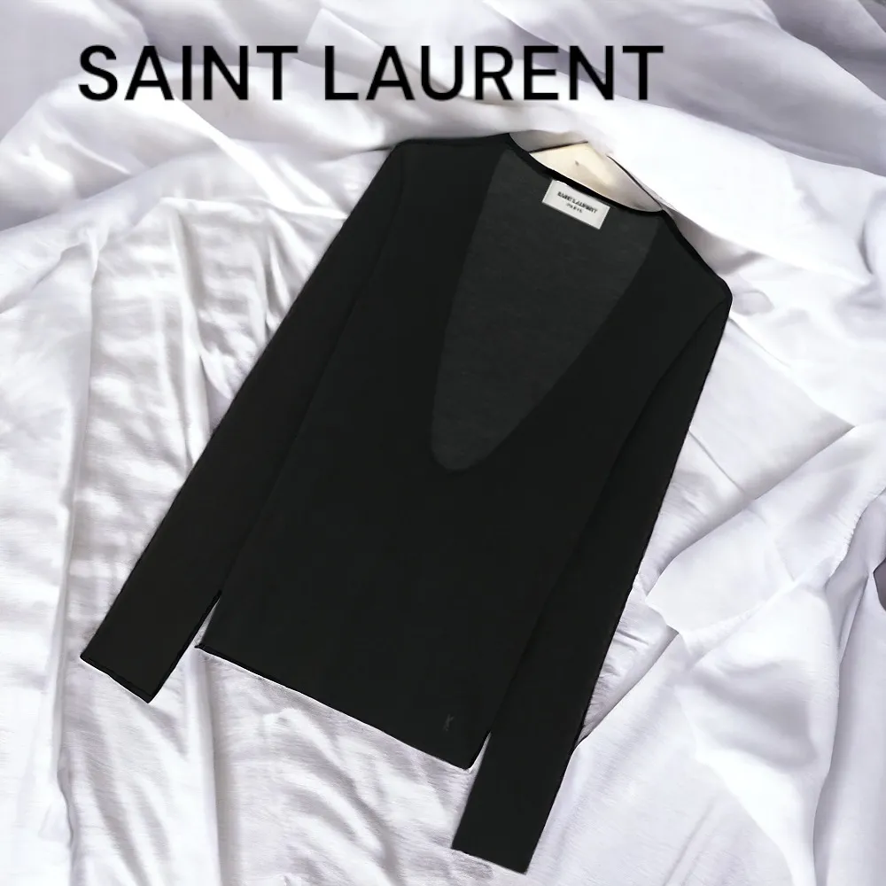 Saint Laurent  |Casual Style Silk Plain Office Style Elegant Style