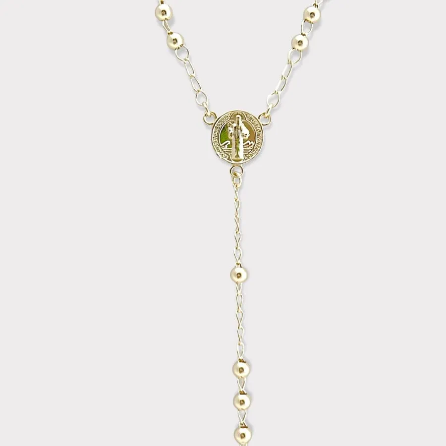 San benito double side gold plated rosary necklace