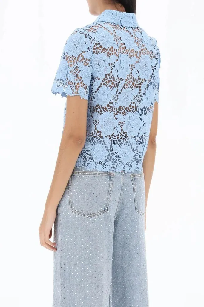 SELF PORTRAIT  |Casual Style Plain Short Sleeves Party Style Lace