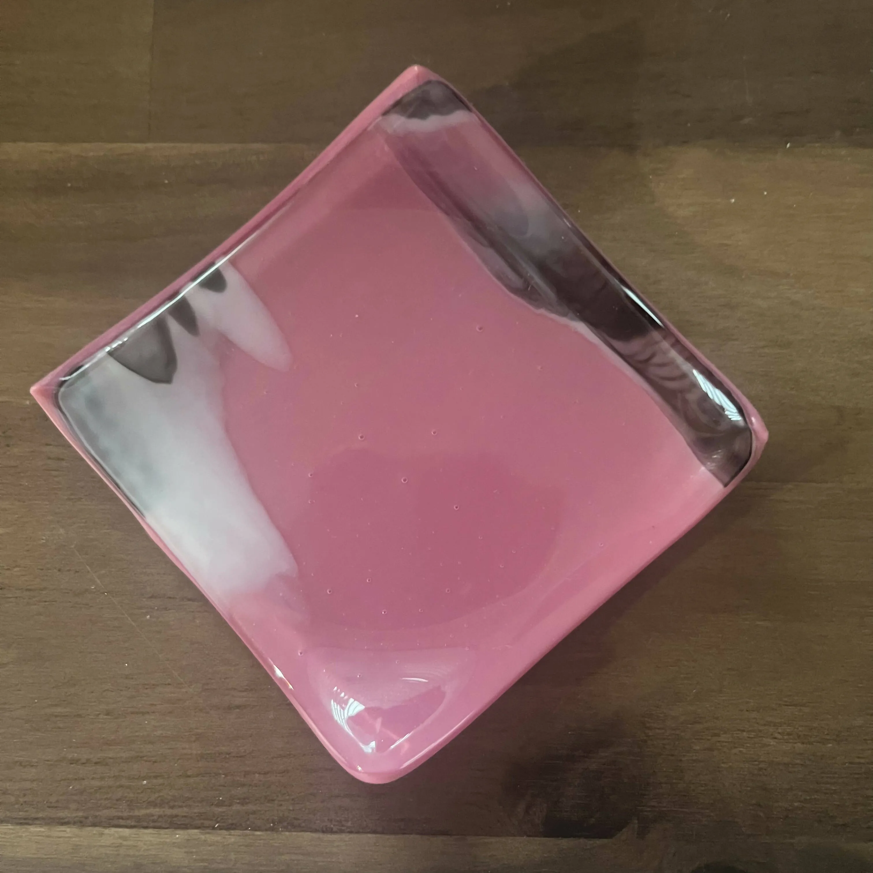 Shmak Creations - Pink and Black Fused Glass Dish