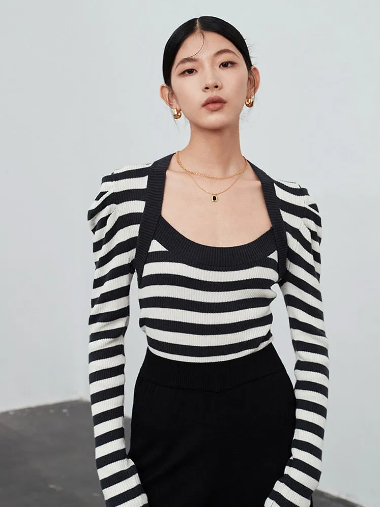 Shulu Shrug Striped Long Sleeve