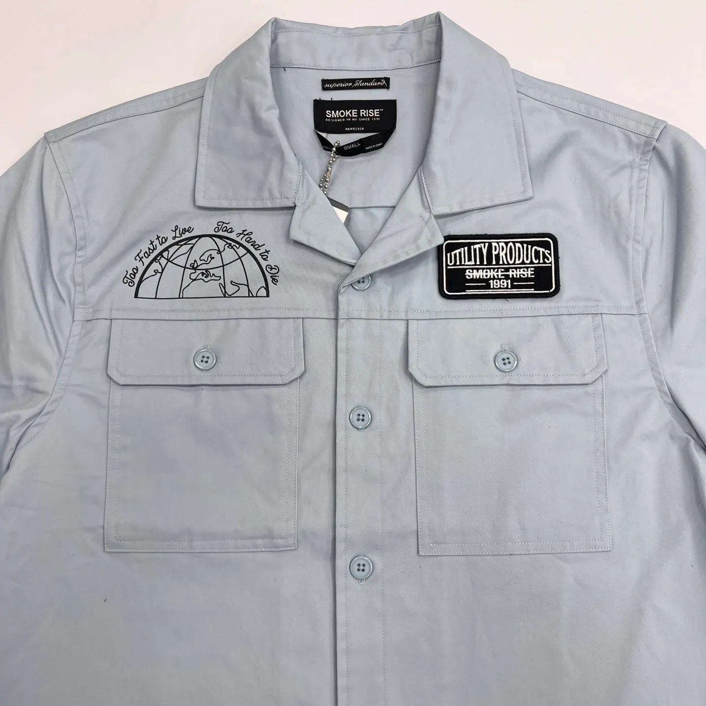 SMOKE RISE Printed Pitstop Polished Twill Shirt