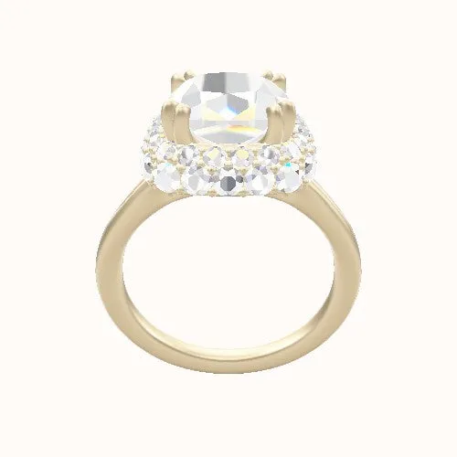 Split Cathedral Engagement Ring With Double Prong Waterfall Halo Head