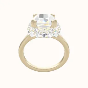 Split Cathedral Engagement Ring With Double Prong Waterfall Halo Head