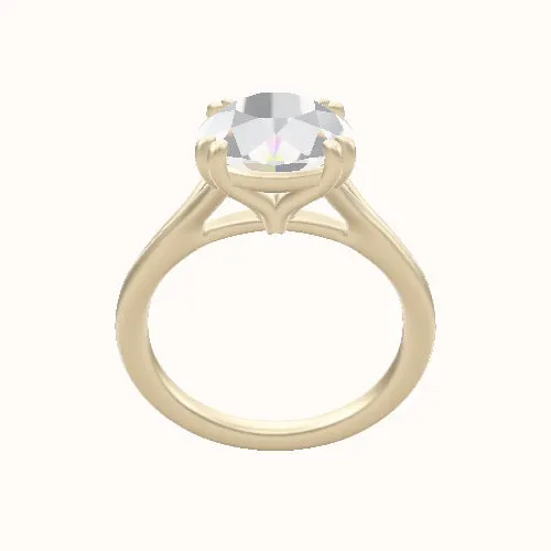 Split Cathedral Engagement Ring With Double Prongs Head