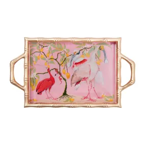 Spoonbill Birds Enameled Chang Mai Tray