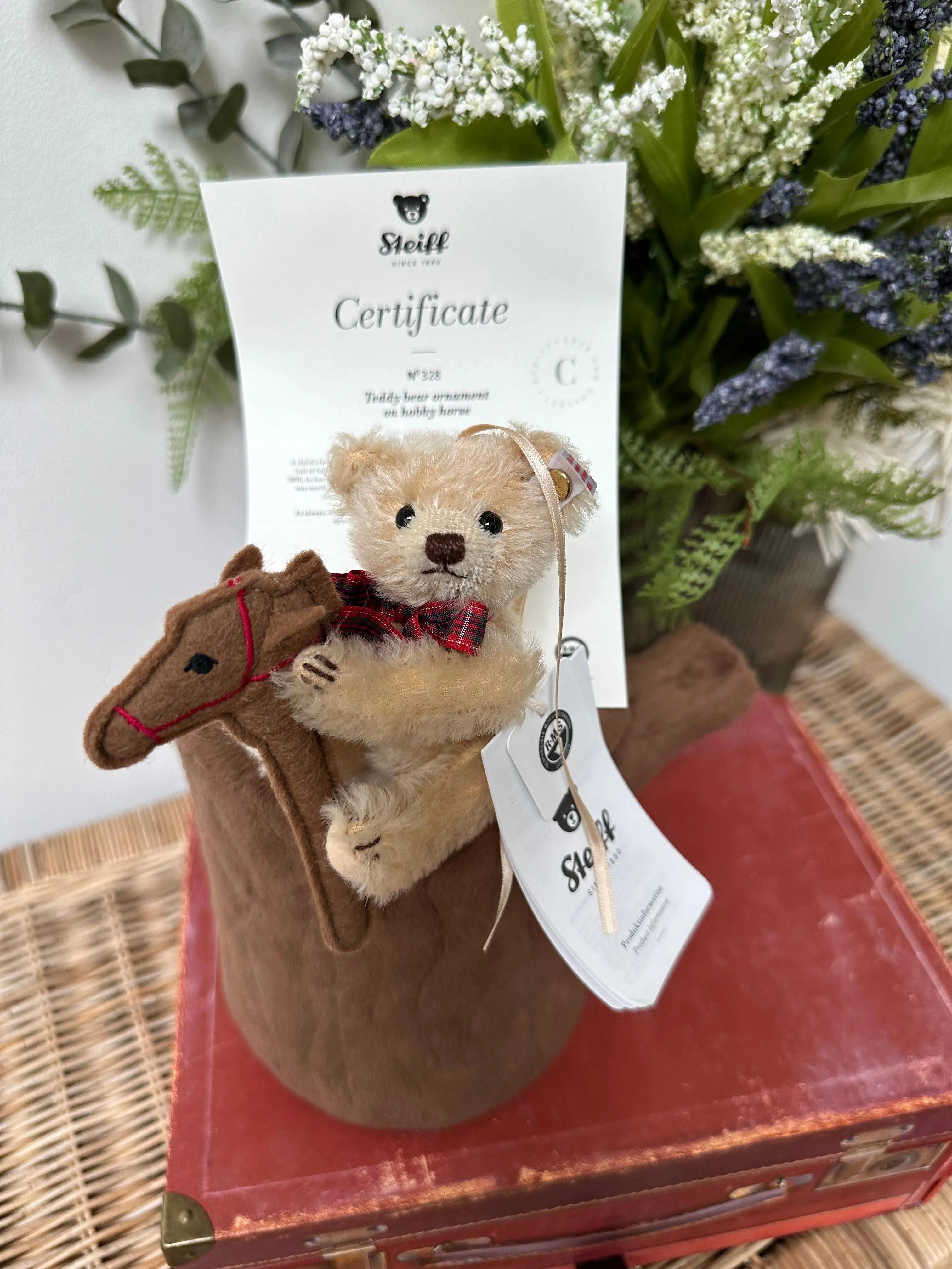 Steiff Teddy Bear Christmas Ornament with Hobby Horse Limited Edition No 328