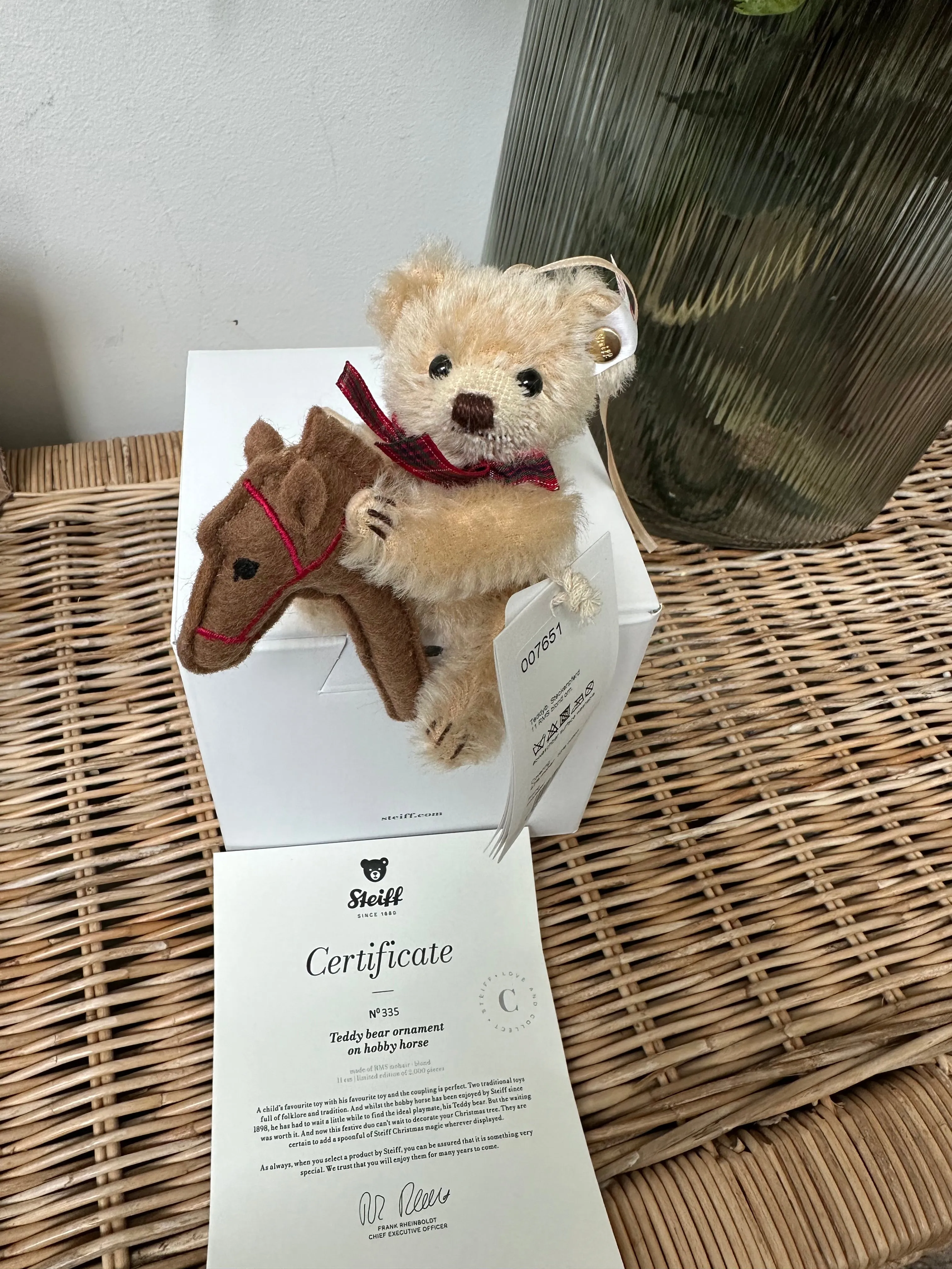 Steiff Teddy Bear Christmas Ornament with Hobby Horse Limited Edition No 335