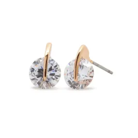 Stud Earrings Fancy CZ Rose Gold Plated