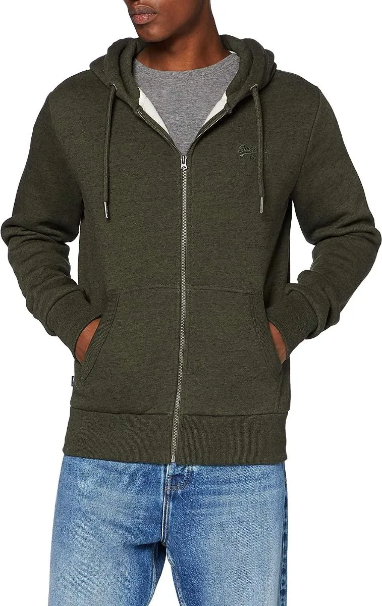 Superdry Orange Label Zip Up Hooded Sweatshirts Winter Khaki