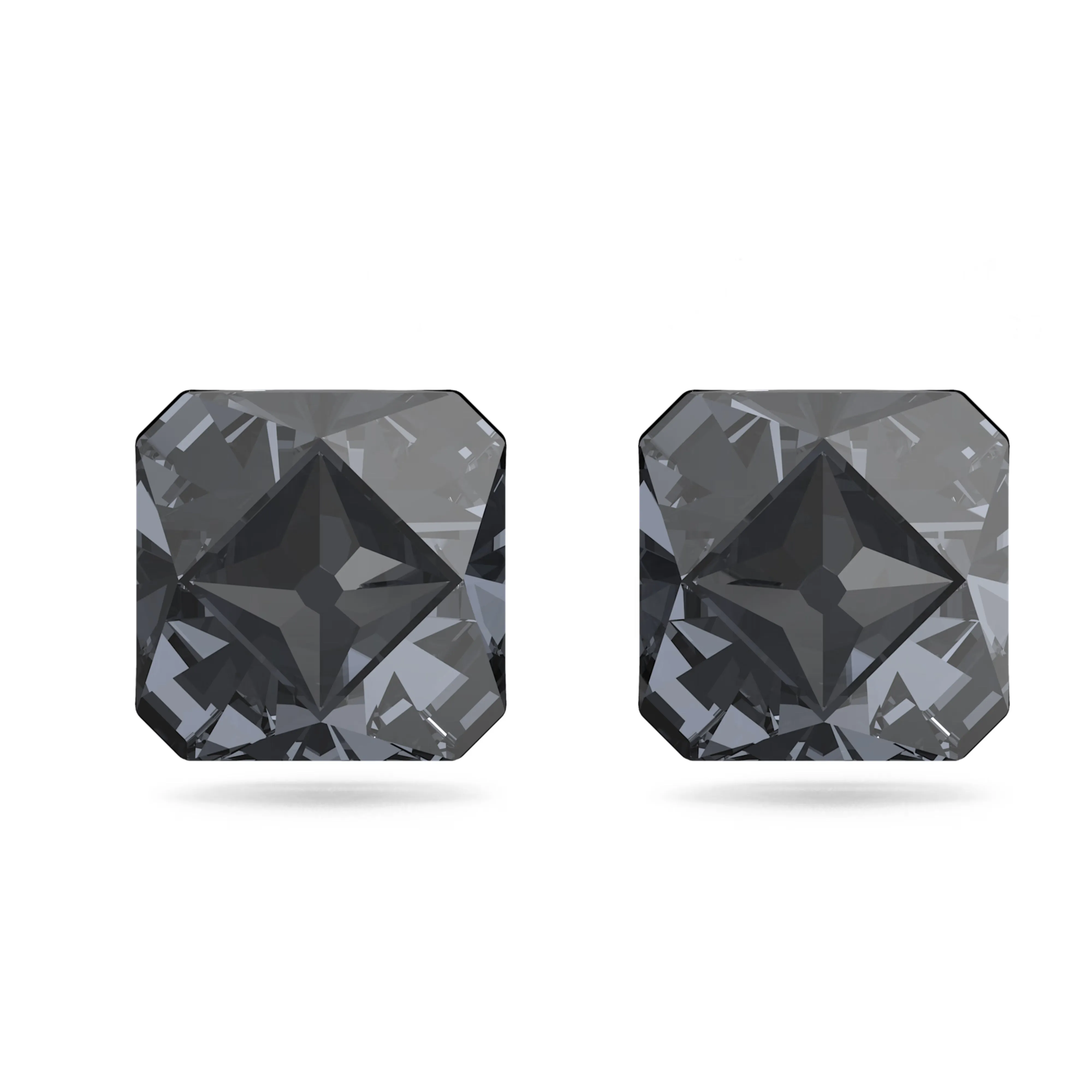 Swarovski Ortyx stud earrings Pyramid cut, Gray, Ruthenium plated -5613723