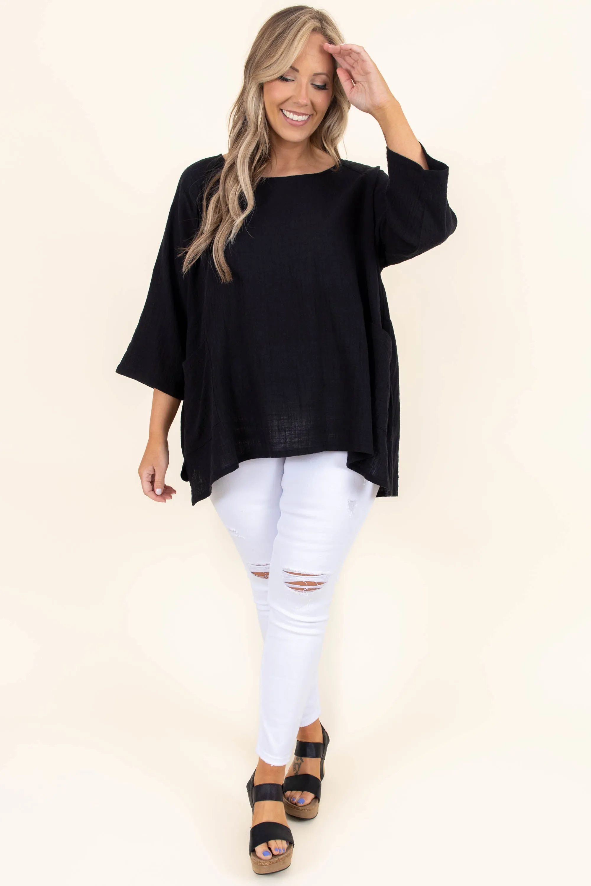 Thinking It Through Tunic, Black