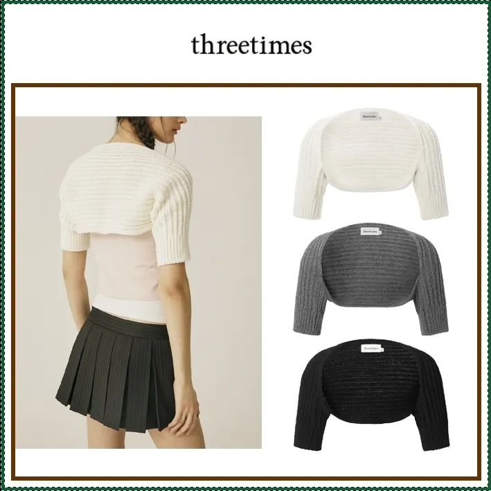 threetimes  |Casual Style Street Style Plain Cotton Short Sleeves