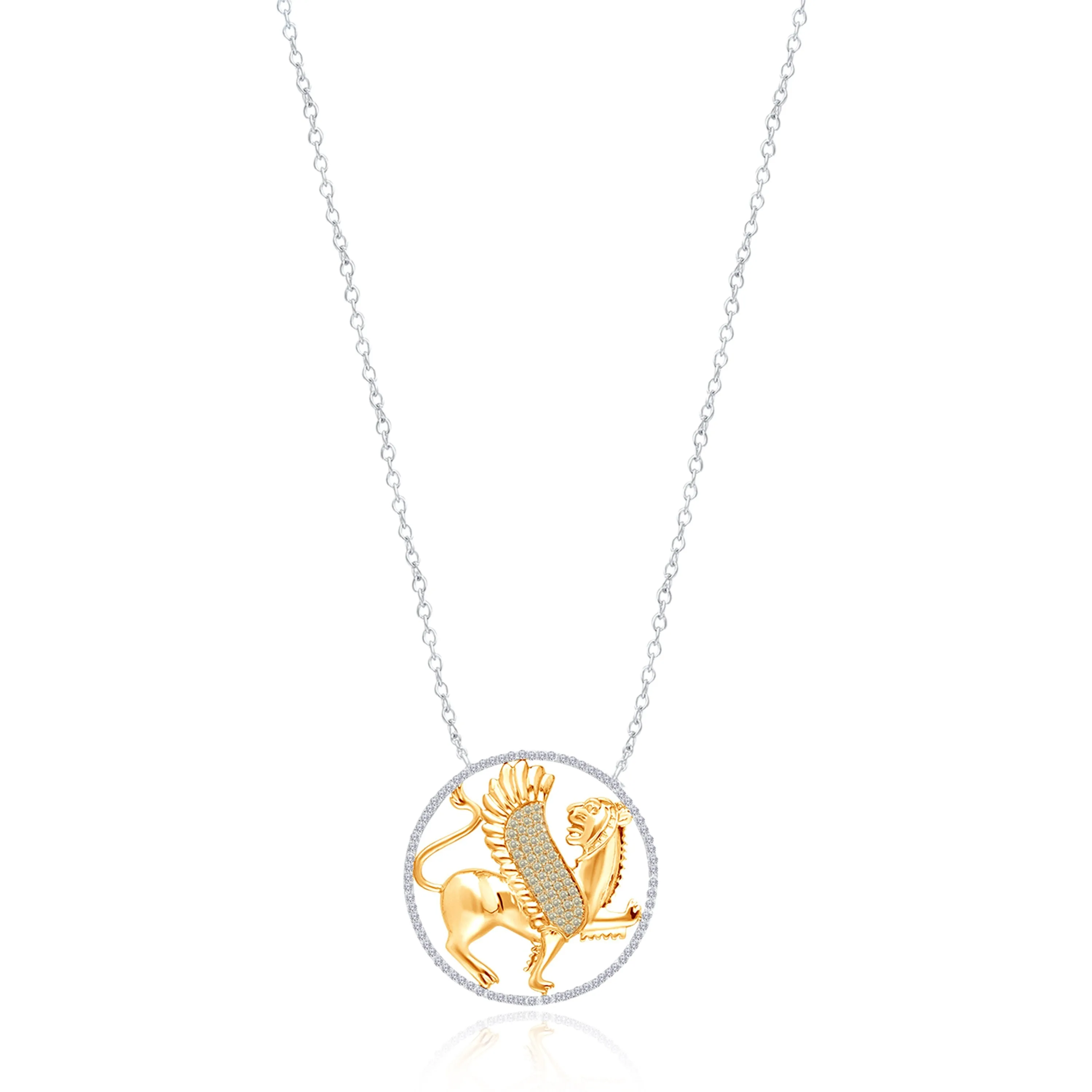 Two Tone Gold White & Yellow Diamond Griffiness Necklace