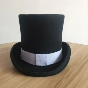 Unisex Grosgrain Victorian Steampunk Cylinder Stove Wool Felt Top Hat