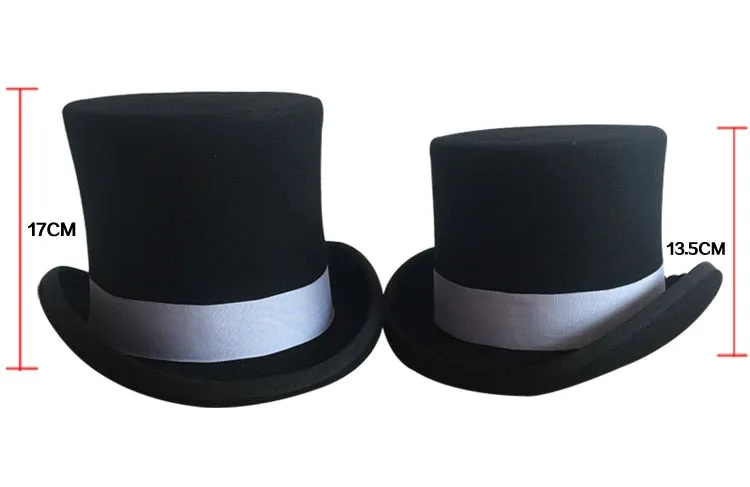 Unisex Grosgrain Victorian Steampunk Cylinder Stove Wool Felt Top Hat