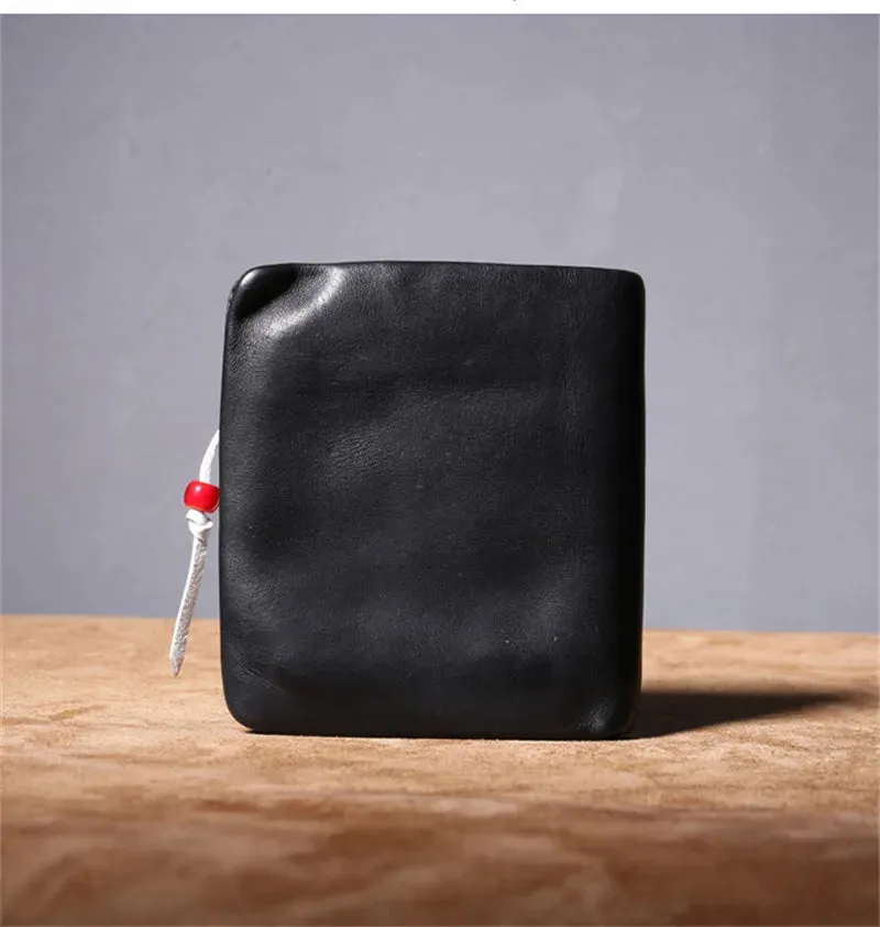 Unisex Luxury Casual Black Genuine Cowhide Leather Card Holder Wallet