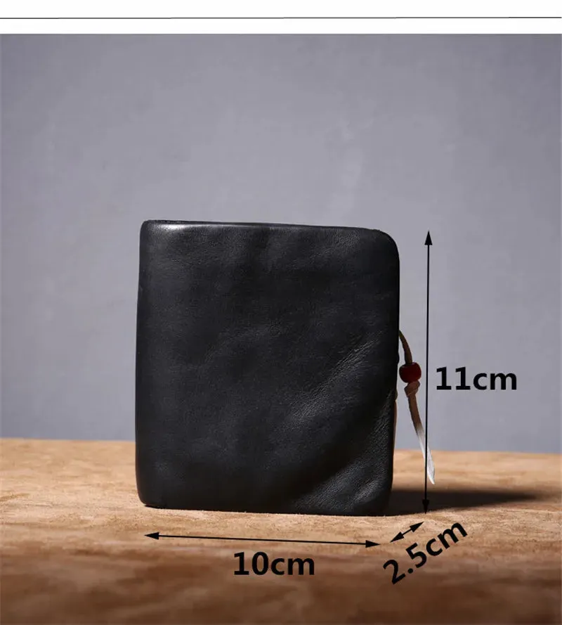 Unisex Luxury Casual Black Genuine Cowhide Leather Card Holder Wallet