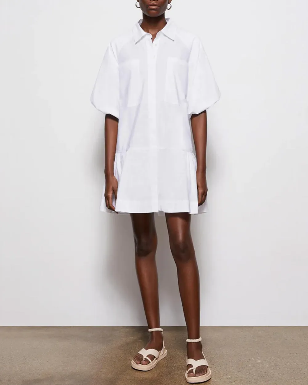 White Cotton Poplin Crissy Shirt Dress