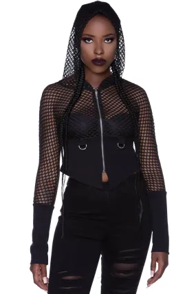 Wicked Fishnet Hooded Zip Top