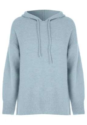 Womens Sage Ribbed Hooded Jumper