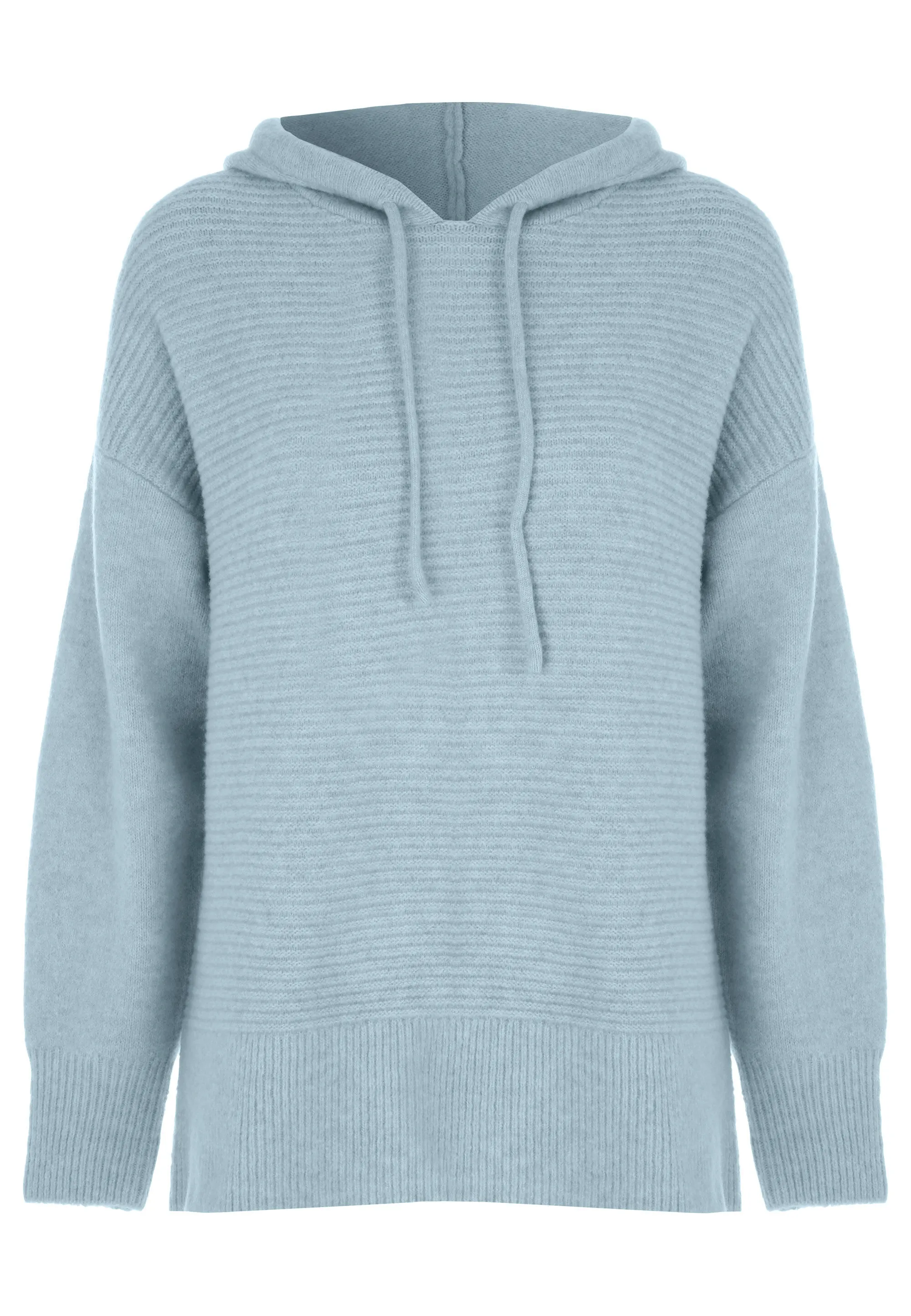 Womens Sage Ribbed Hooded Jumper