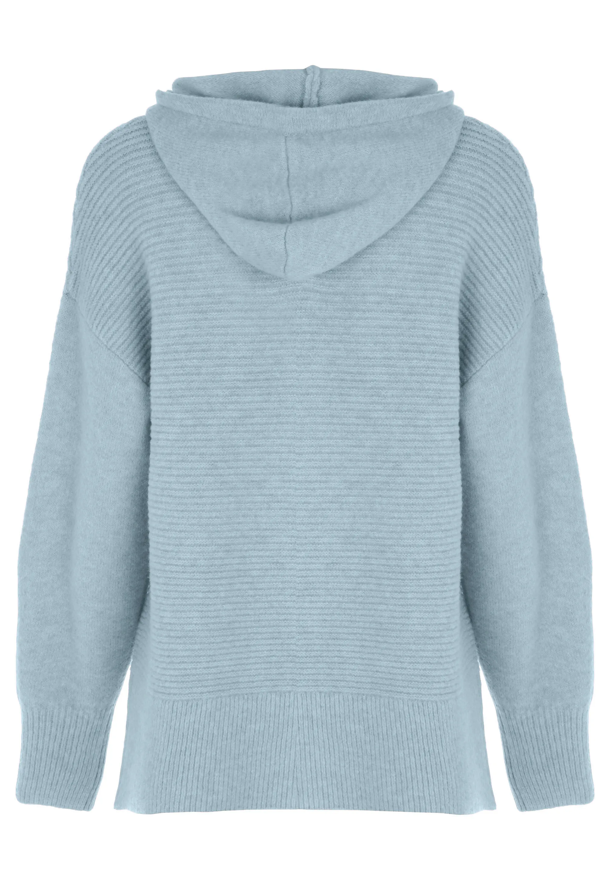 Womens Sage Ribbed Hooded Jumper