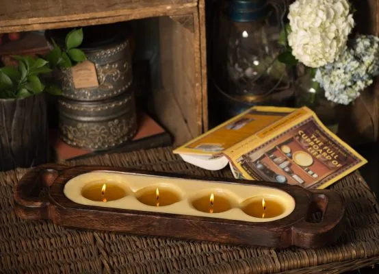 WOODEN CANDLE TRAY