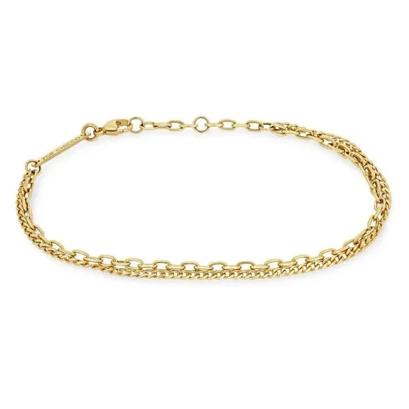 XS Curb & Small Square Oval Link Double Chain Bracelet