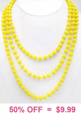 Yellow Crystal Beaded Layering 60 Necklace