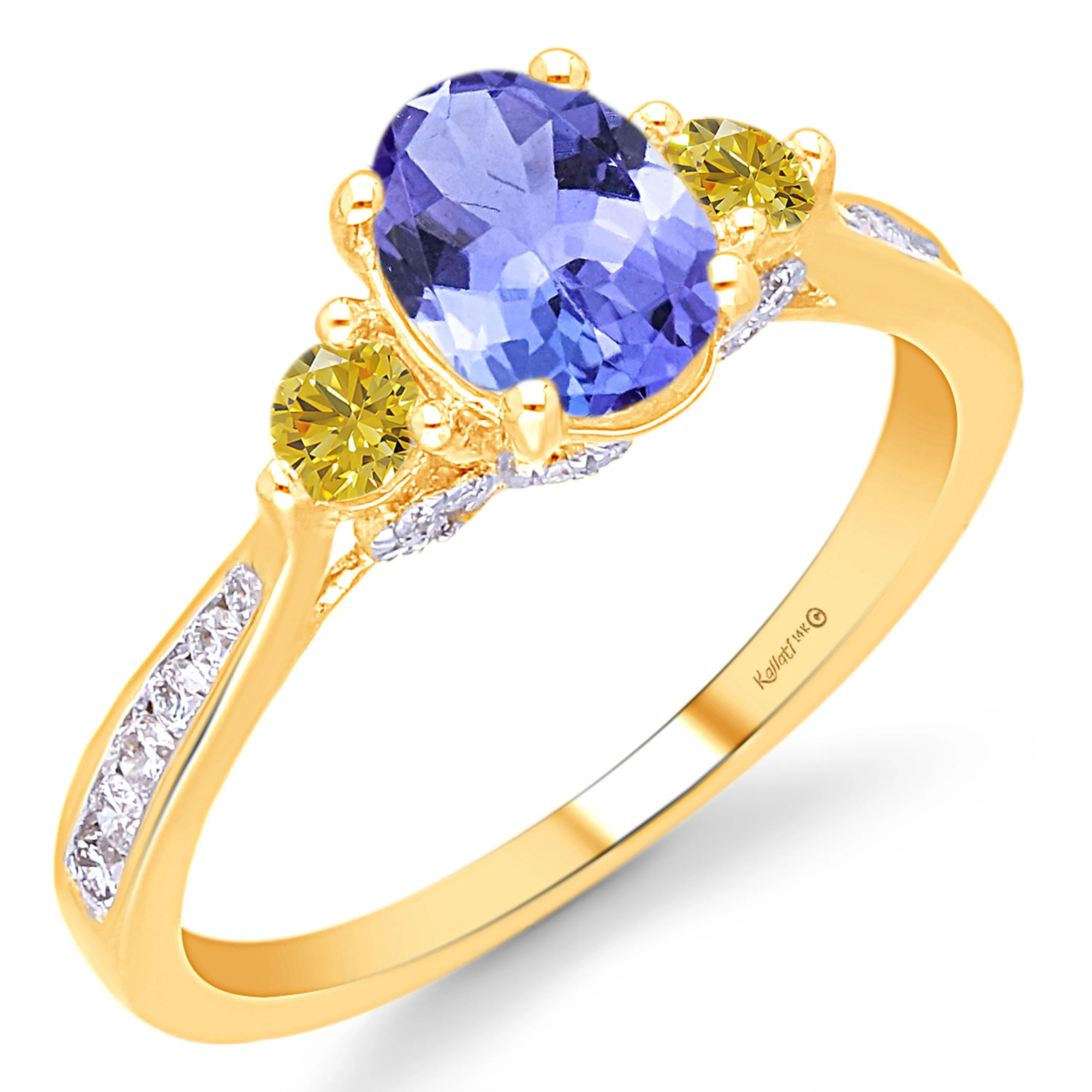 Yellow Gold Tanzanite & Yellow Diamond Heirloom Ring