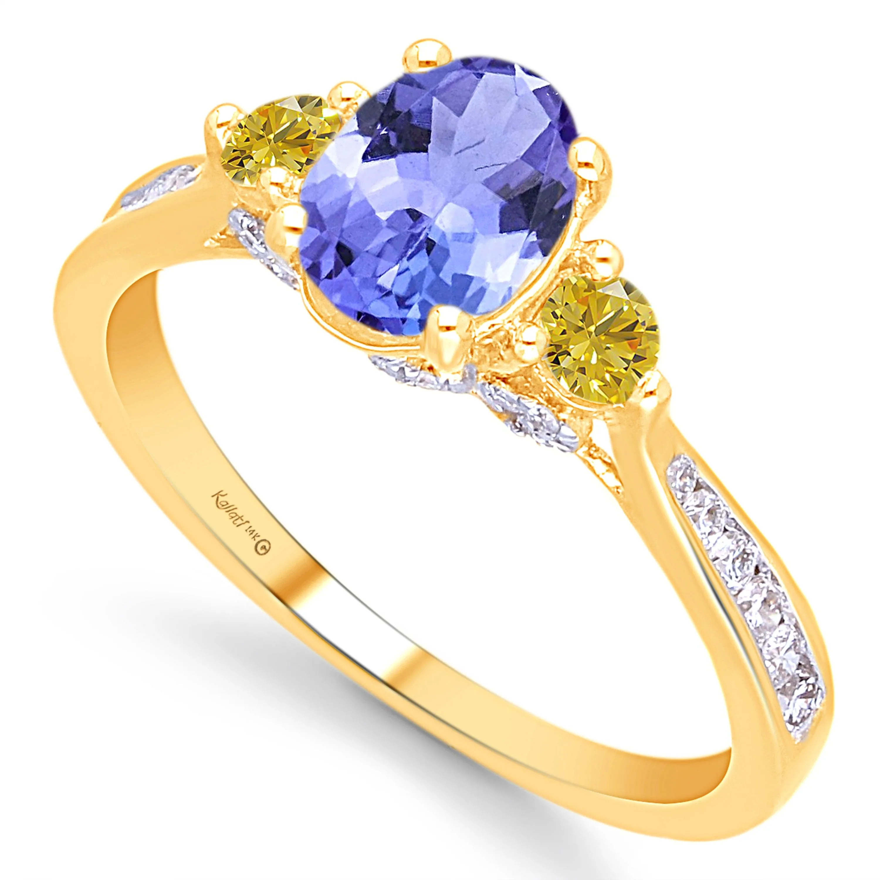 Yellow Gold Tanzanite & Yellow Diamond Heirloom Ring