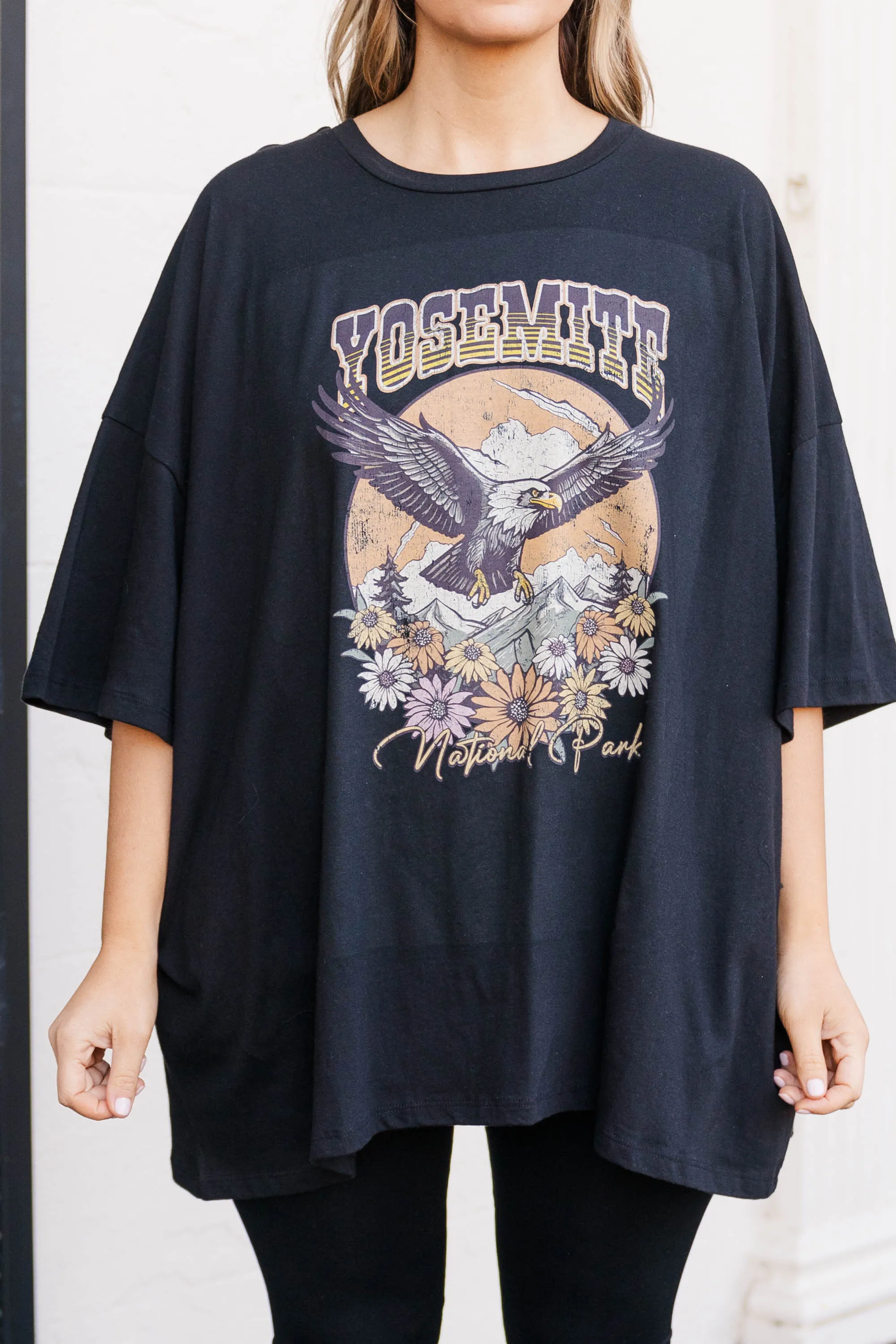 Yosemite Eagle Boyfriend Tee, Black