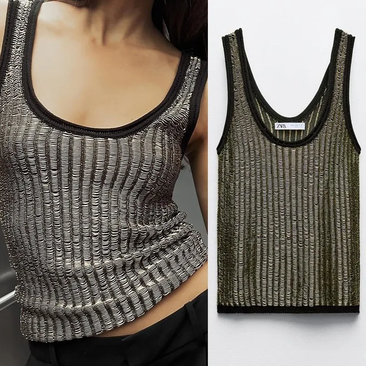 ZARA  |Sleeveless Metallic Tanks & Camisoles